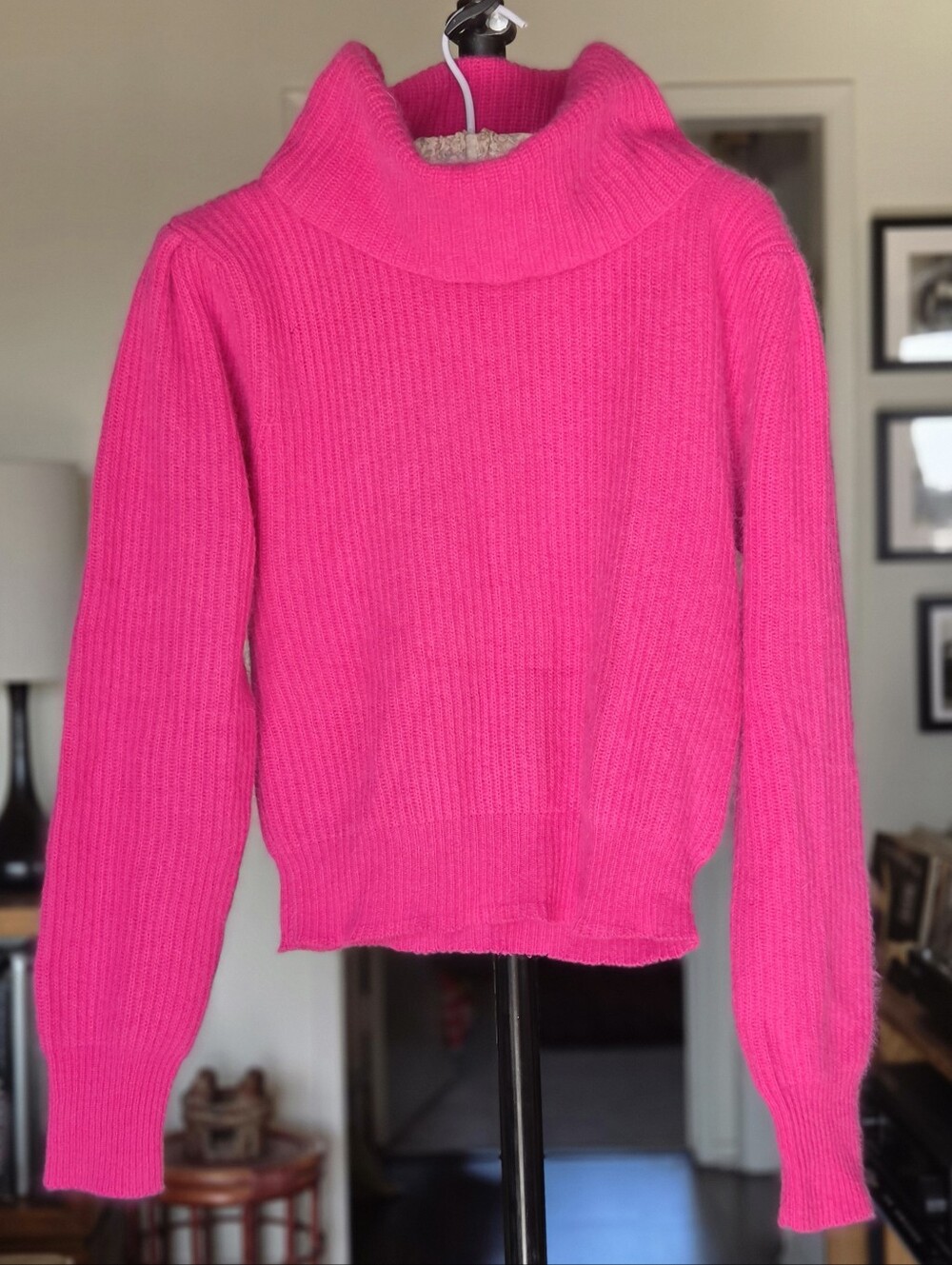 Pierre Cardin Bright Pink Angora Turtleneck Sweater